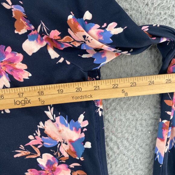 J Jill Top Womens Large Navy Pink Floral Fit Performance Long Sleeve Tee Stretch - Picture 9 of 10